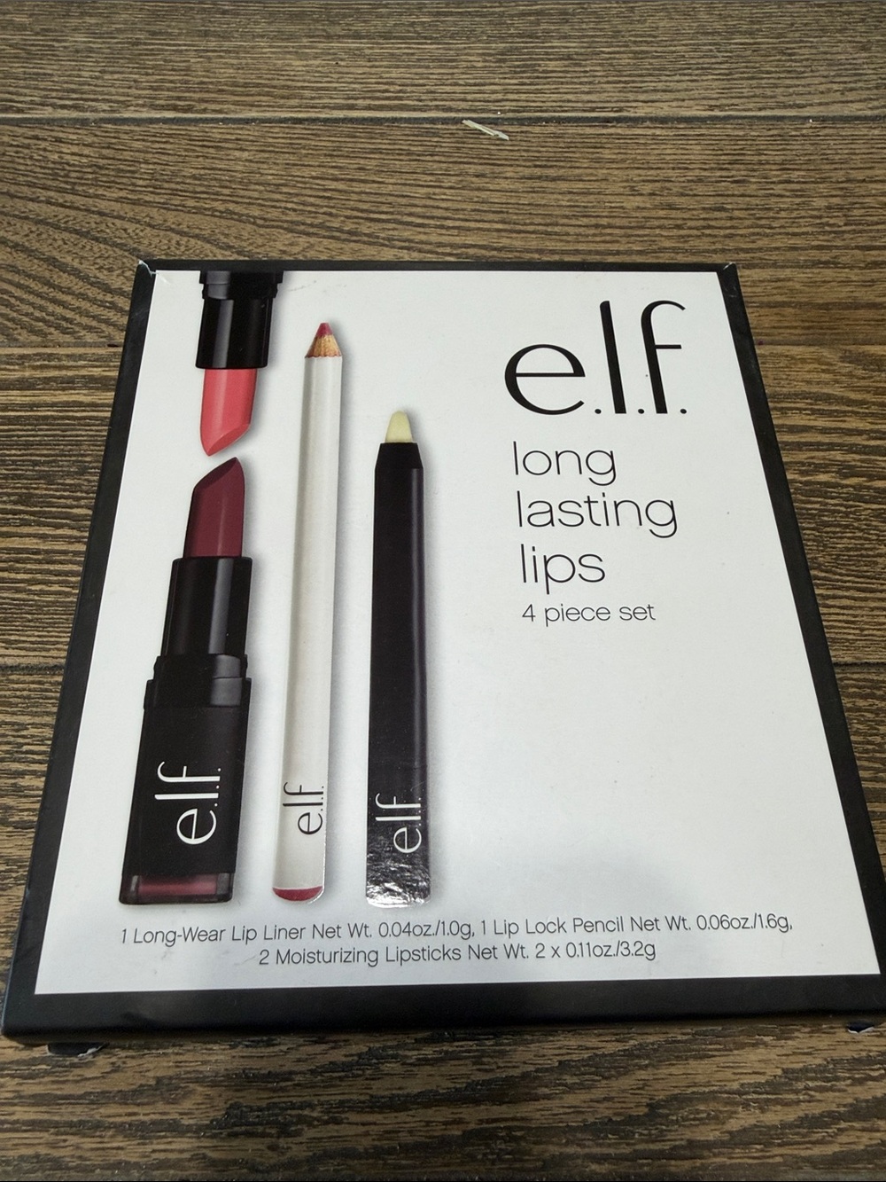 e.l.f Long Lasting Lips 4-Piece Lip Set — Pink & Plum moisturizing lipstick